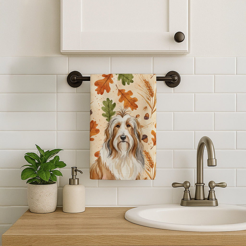 Fawn Bearded Collie Heirloom Fall Kitchen Towel Velour Plush Front and Cotton Loop Back Machine Washable