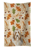 Fawn Bearded Collie Heirloom Fall Kitchen Towel Velour Plush Front and Cotton Loop Back Machine Washable