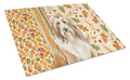 Fawn Bearded Collie Heirloom Fall Cutting Board Tempered Glass Kitchen Cutting Surface, Heat Resistant Chopping, Non-Slip Feet, Food Prep & Serving