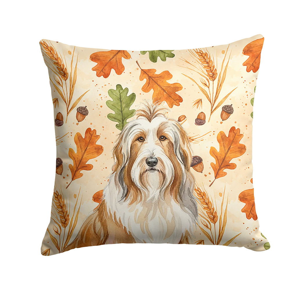 Fawn Bearded Collie Heirloom Fall Decorative Throw Pillow 18x18 Indoor Outdoor Accent Cushion, Fabric Cover with Insert for Sofa, Bed, Porch & Living Room