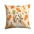 Fawn Bearded Collie Heirloom Fall Decorative Throw Pillow 18x18 Indoor Outdoor Accent Cushion, Fabric Cover with Insert for Sofa, Bed, Porch & Living Room