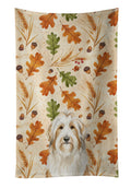 White and Tan Bearded Collie Heirloom Fall Kitchen Towel Velour Plush Front and Cotton Loop Back Machine Washable