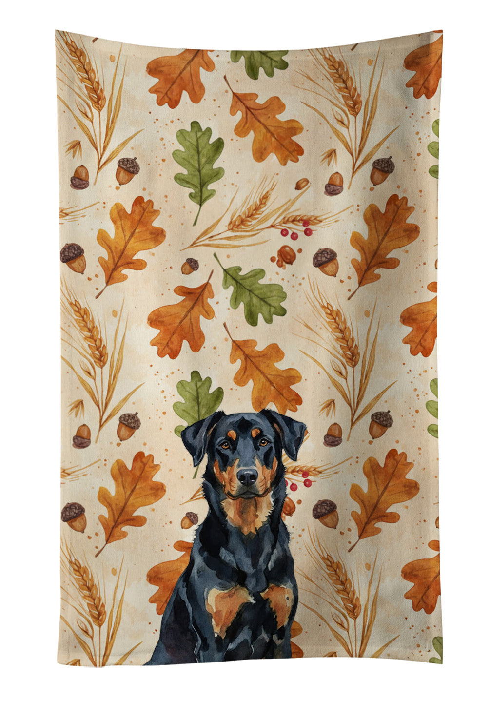 Beauceron Heirloom Fall Kitchen Towel Velour Plush Front and Cotton Loop Back Machine Washable