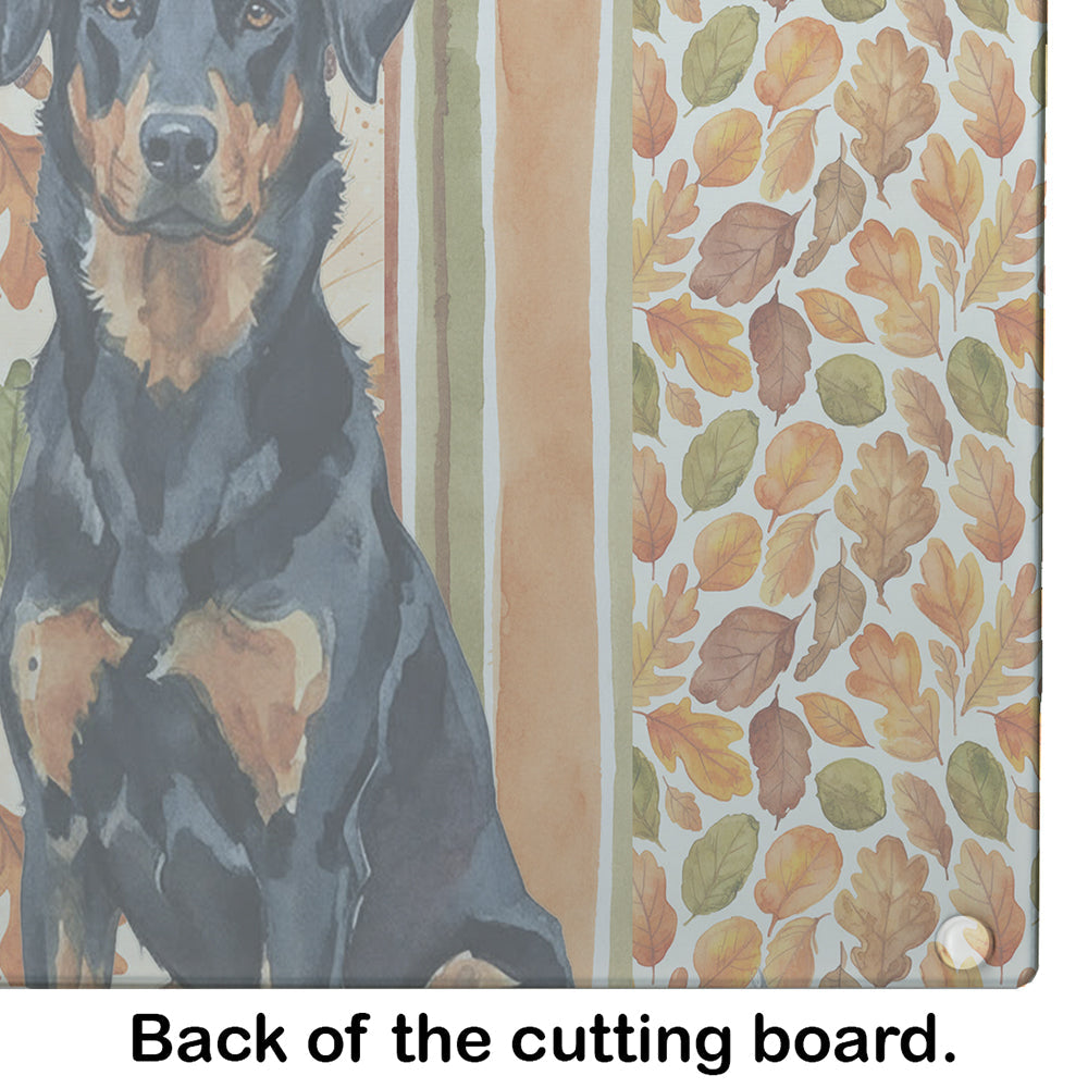Beauceron Heirloom Fall Cutting Board Tempered Glass Kitchen Cutting Surface, Heat Resistant Chopping, Non-Slip Feet, Food Prep & Serving