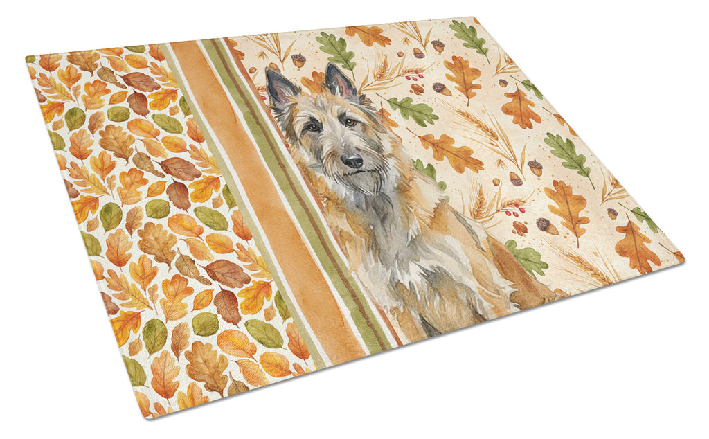 Belgian Laekenois Heirloom Fall Cutting Board Tempered Glass Kitchen Cutting Surface, Heat Resistant Chopping, Non-Slip Feet, Food Prep & Serving