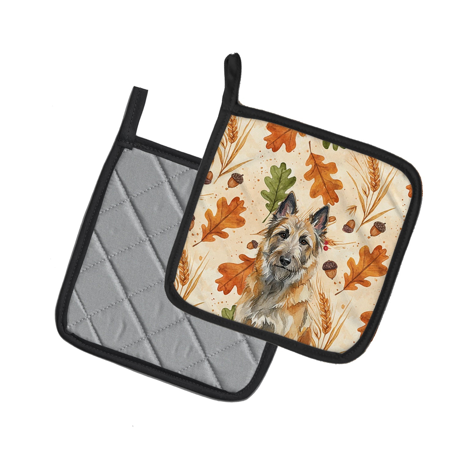 Belgian Laekenois Heirloom Fall Pot Holder Set of 2 Heat Resistant Quilted Hot Pads 7.5 x 7.5 Inch, Insulated Kitchen Trivets for Cooking & Baking