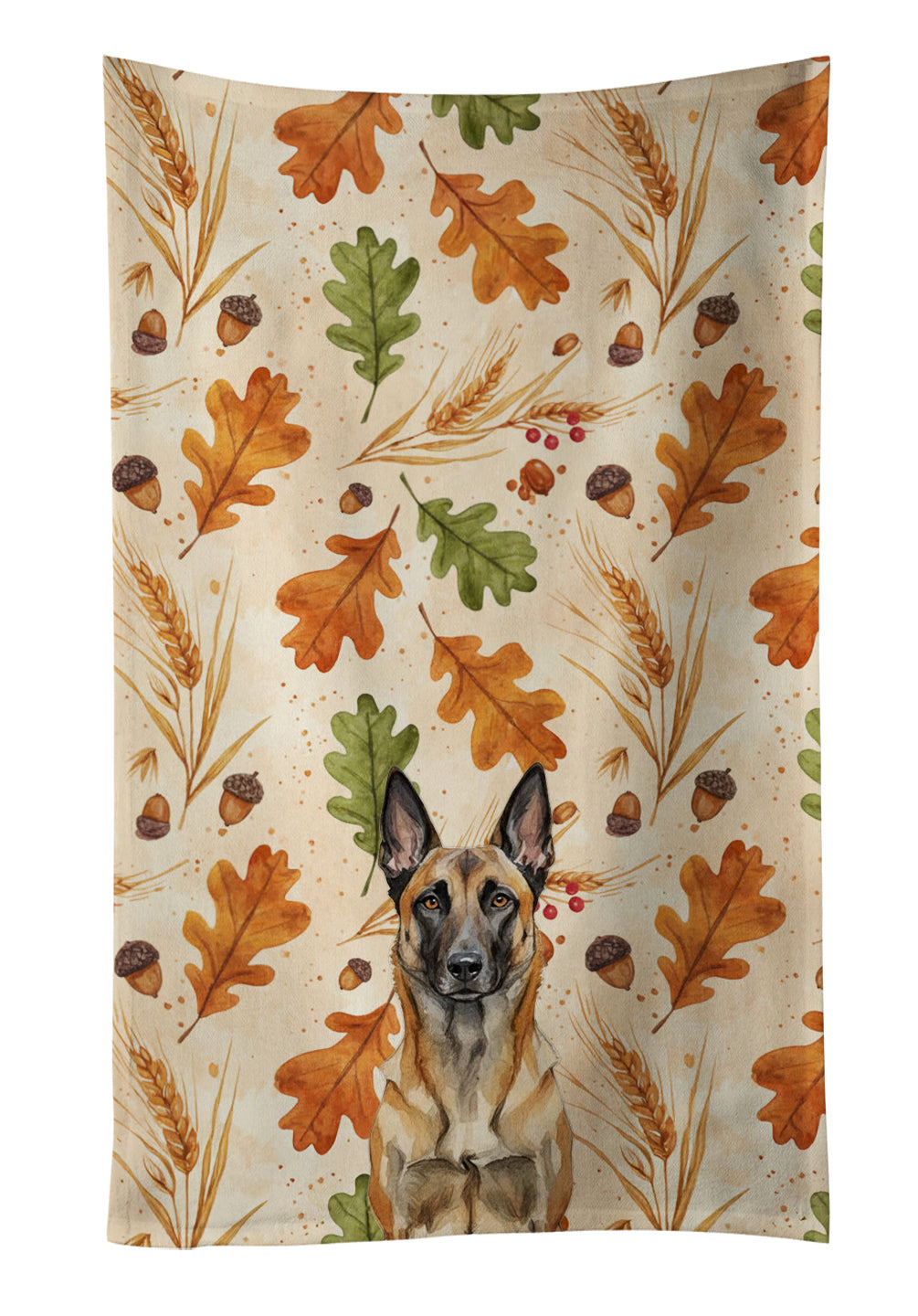 Belgian Malinois Heirloom Fall Kitchen Towel Velour Plush Front and Cotton Loop Back Machine Washable