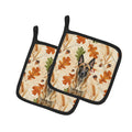 Belgian Malinois Heirloom Fall Pot Holder Set of 2 Heat Resistant Quilted Hot Pads 7.5 x 7.5 Inch, Insulated Kitchen Trivets for Cooking & Baking