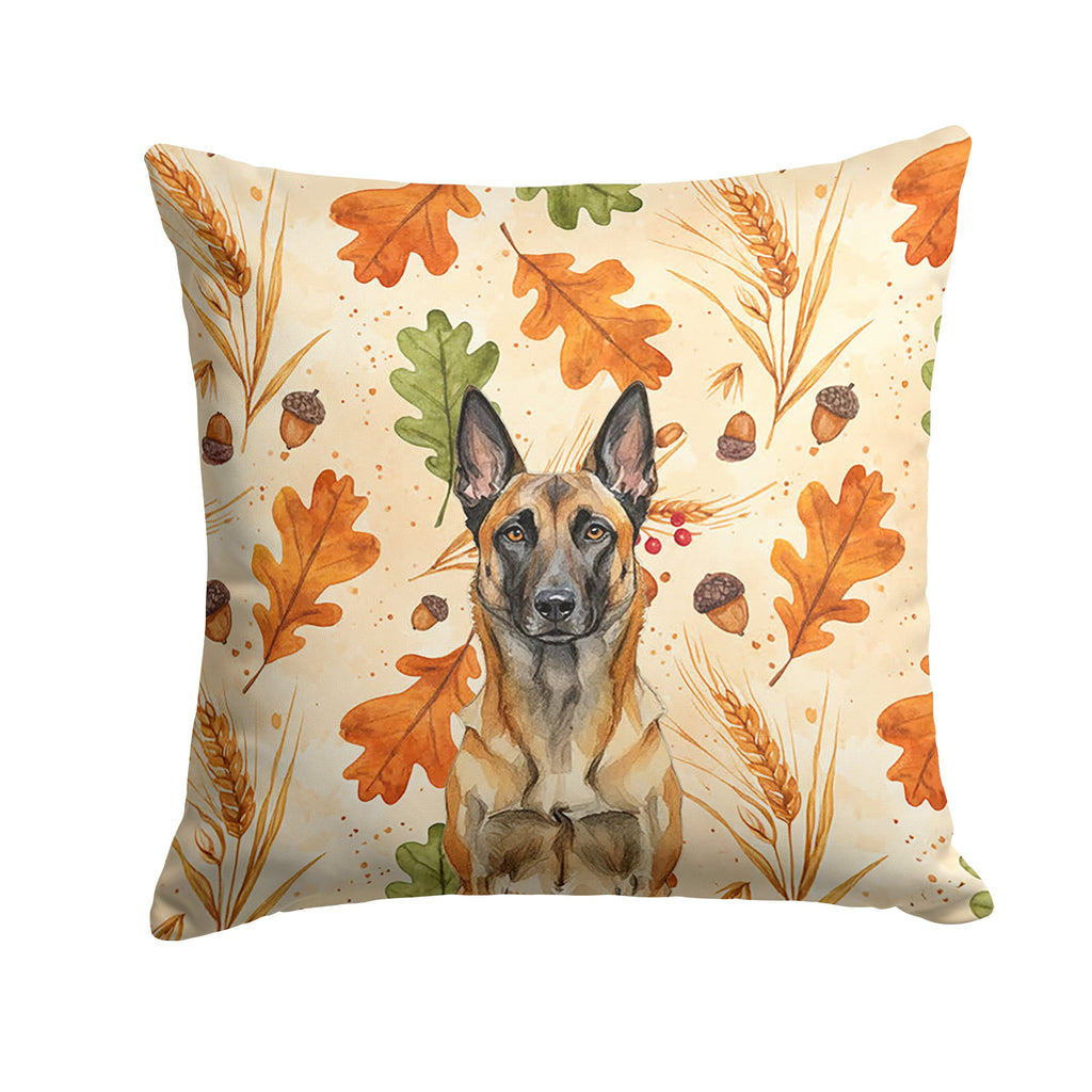 Belgian Malinois Heirloom Fall Decorative Throw Pillow 14x14 Indoor Outdoor Accent Cushion, Fabric Cover with Insert for Sofa, Bed, Porch & Living Room