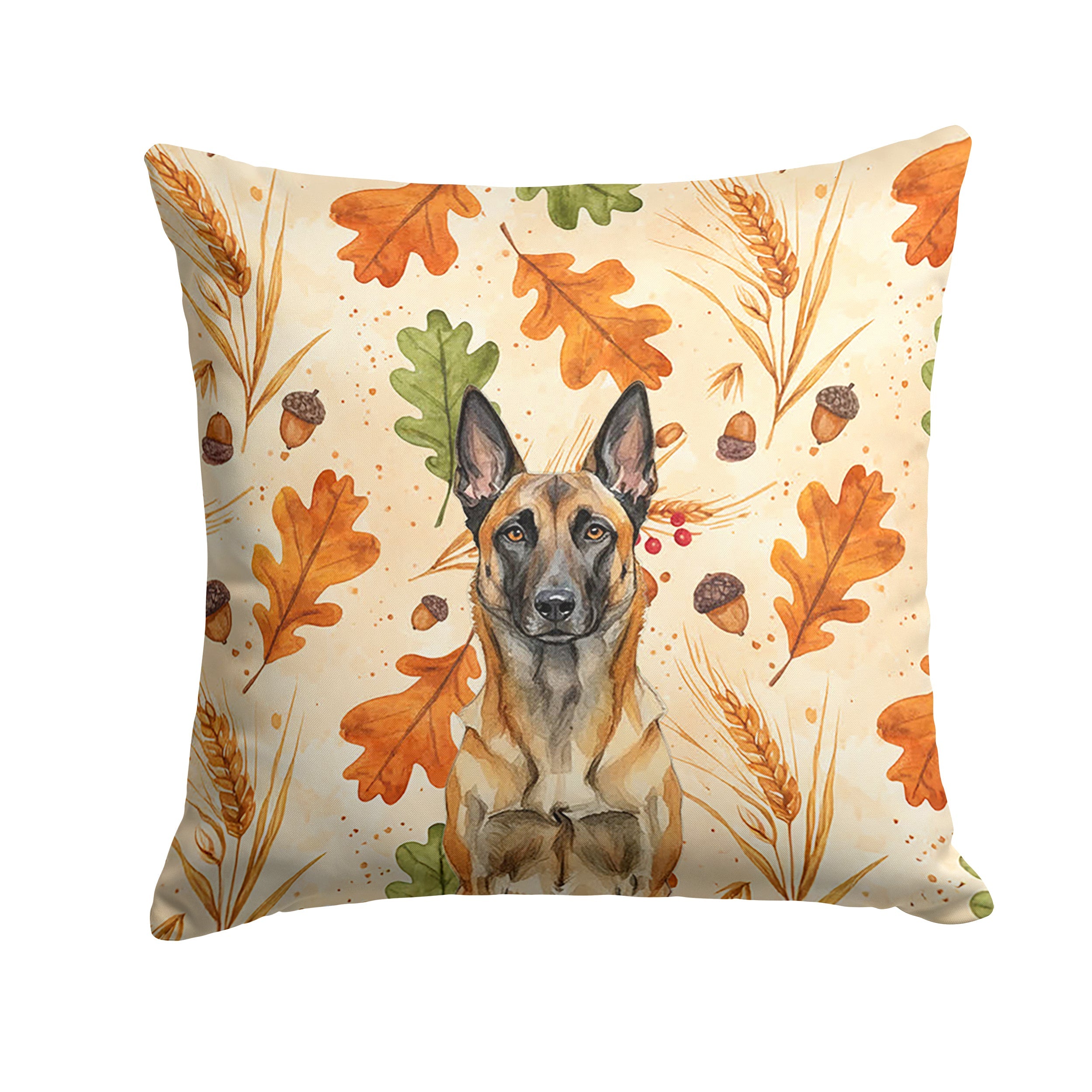 Belgian Malinois Heirloom Fall Decorative Throw Pillow 18x18 Indoor Outdoor Accent Cushion, Fabric Cover with Insert for Sofa, Bed, Porch & Living Room