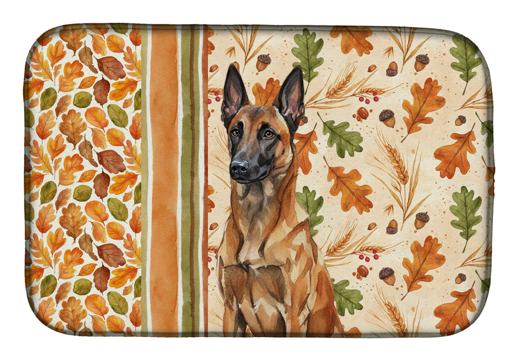 Mahogany Belgian Malinois Heirloom Fall Dish Drying Mat Absorbent Dish Drying Mat Pad for Kitchen Counter Dish Drainer Mat for Countertop, 14 x 21", Multicolor