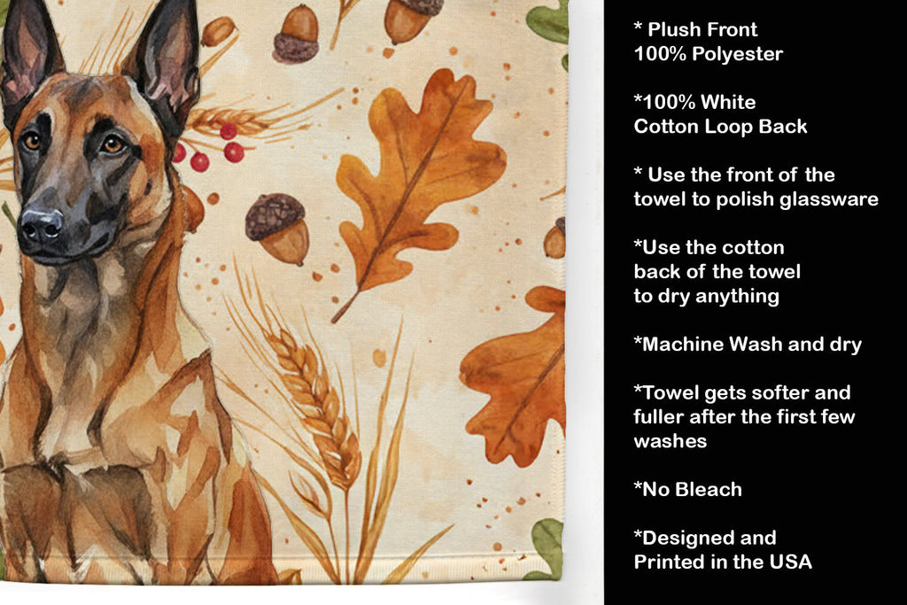 Mahogany Belgian Malinois Heirloom Fall Kitchen Towel Velour Plush Front and Cotton Loop Back Machine Washable