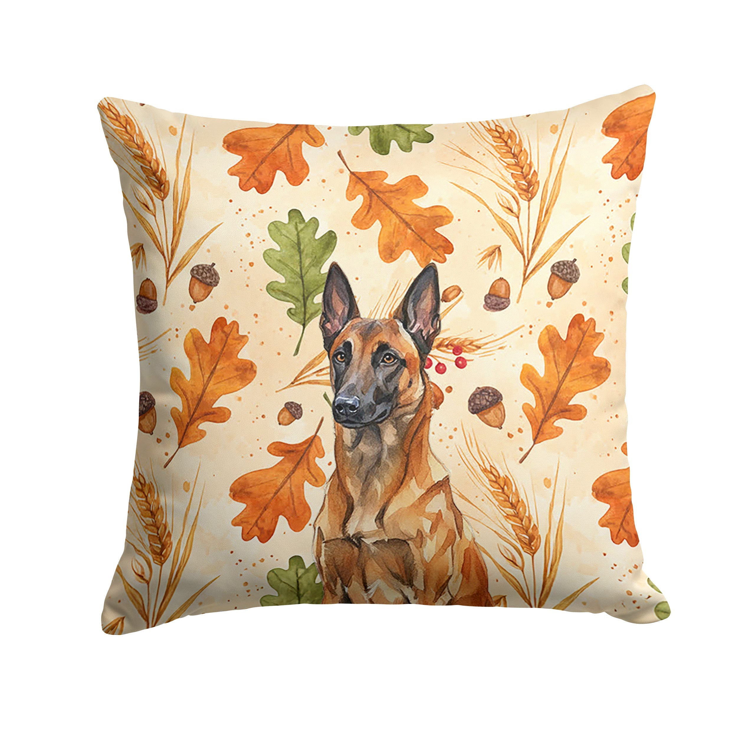 Mahogany Belgian Malinois Heirloom Fall Decorative Throw Pillow 14x14 Indoor Outdoor Accent Cushion, Fabric Cover with Insert for Sofa, Bed, Porch & Living Room