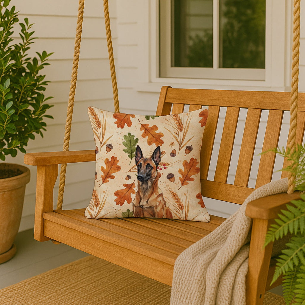 Mahogany Belgian Malinois Heirloom Fall Decorative Throw Pillow 18x18 Indoor Outdoor Accent Cushion, Fabric Cover with Insert for Sofa, Bed, Porch & Living Room