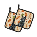 Belgian Sheepdog Groenendael Heirloom Fall Pot Holder Set of 2 Heat Resistant Quilted Hot Pads 7.5 x 7.5 Inch, Insulated Kitchen Trivets for Cooking & Baking