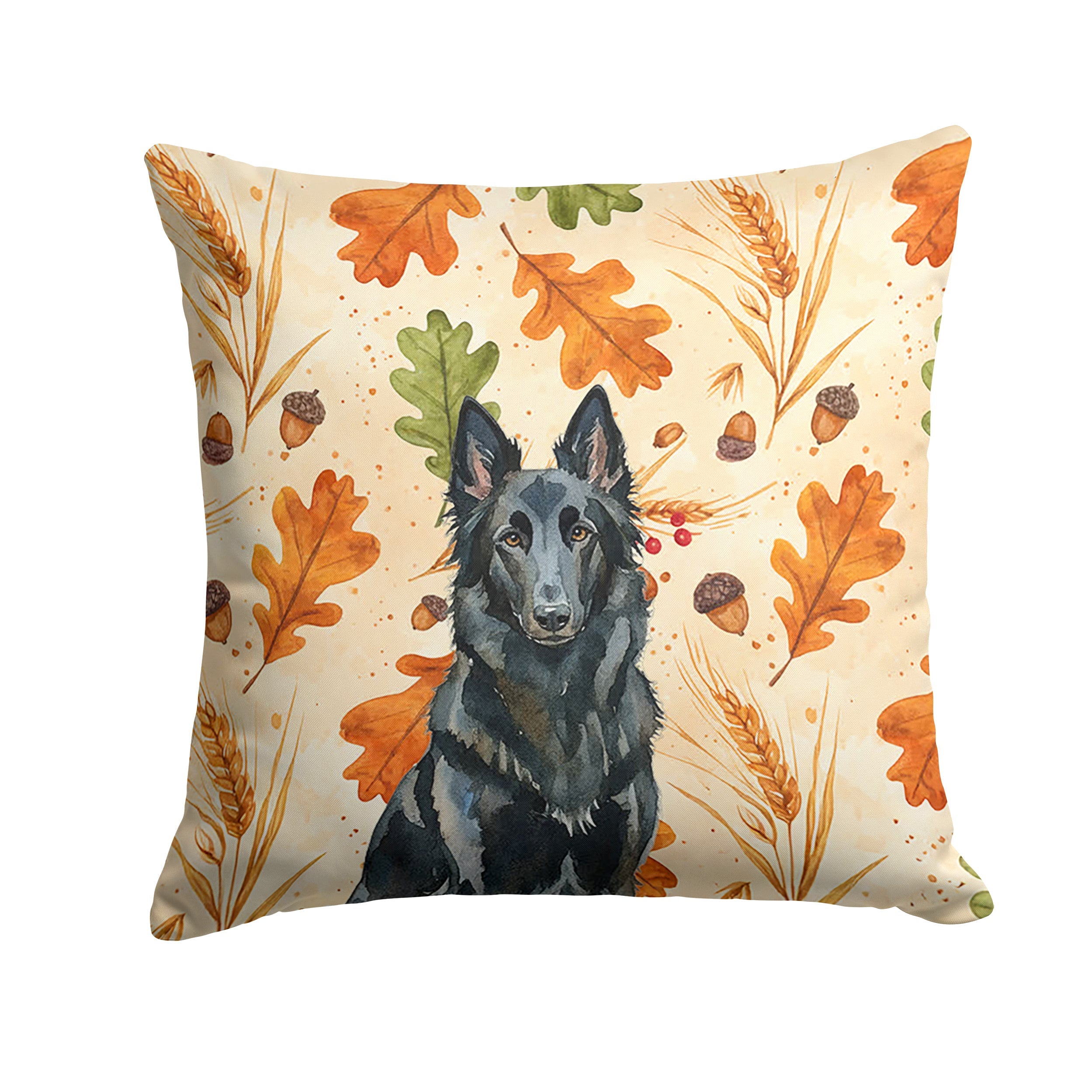 Belgian Sheepdog Groenendael Heirloom Fall Decorative Throw Pillow 18x18 Indoor Outdoor Accent Cushion, Fabric Cover with Insert for Sofa, Bed, Porch & Living Room