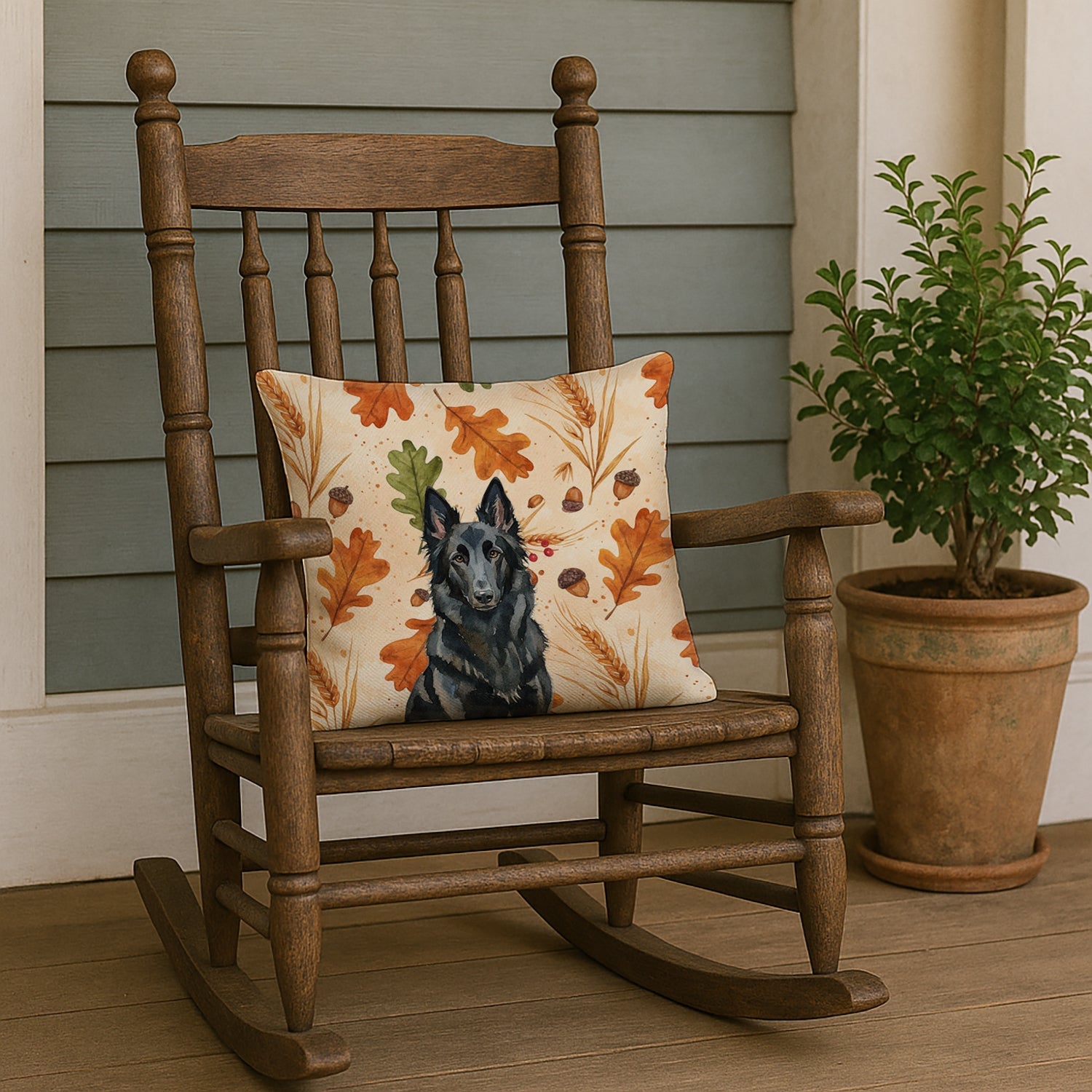 Belgian Sheepdog Groenendael Heirloom Fall Decorative Throw Pillow 18x18 Indoor Outdoor Accent Cushion, Fabric Cover with Insert for Sofa, Bed, Porch & Living Room