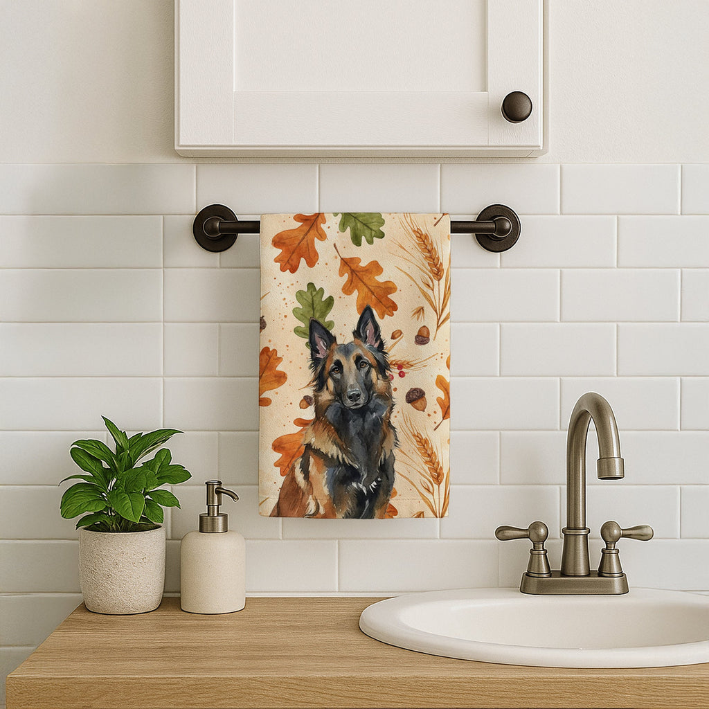 Belgian Tervuren Heirloom Fall Kitchen Towel Velour Plush Front and Cotton Loop Back Machine Washable