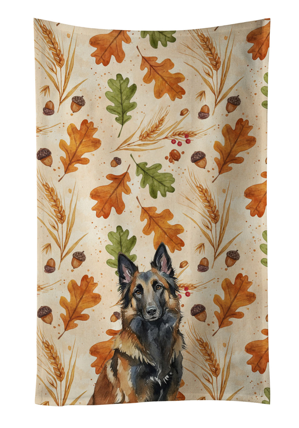 Belgian Tervuren Heirloom Fall Kitchen Towel Velour Plush Front and Cotton Loop Back Machine Washable