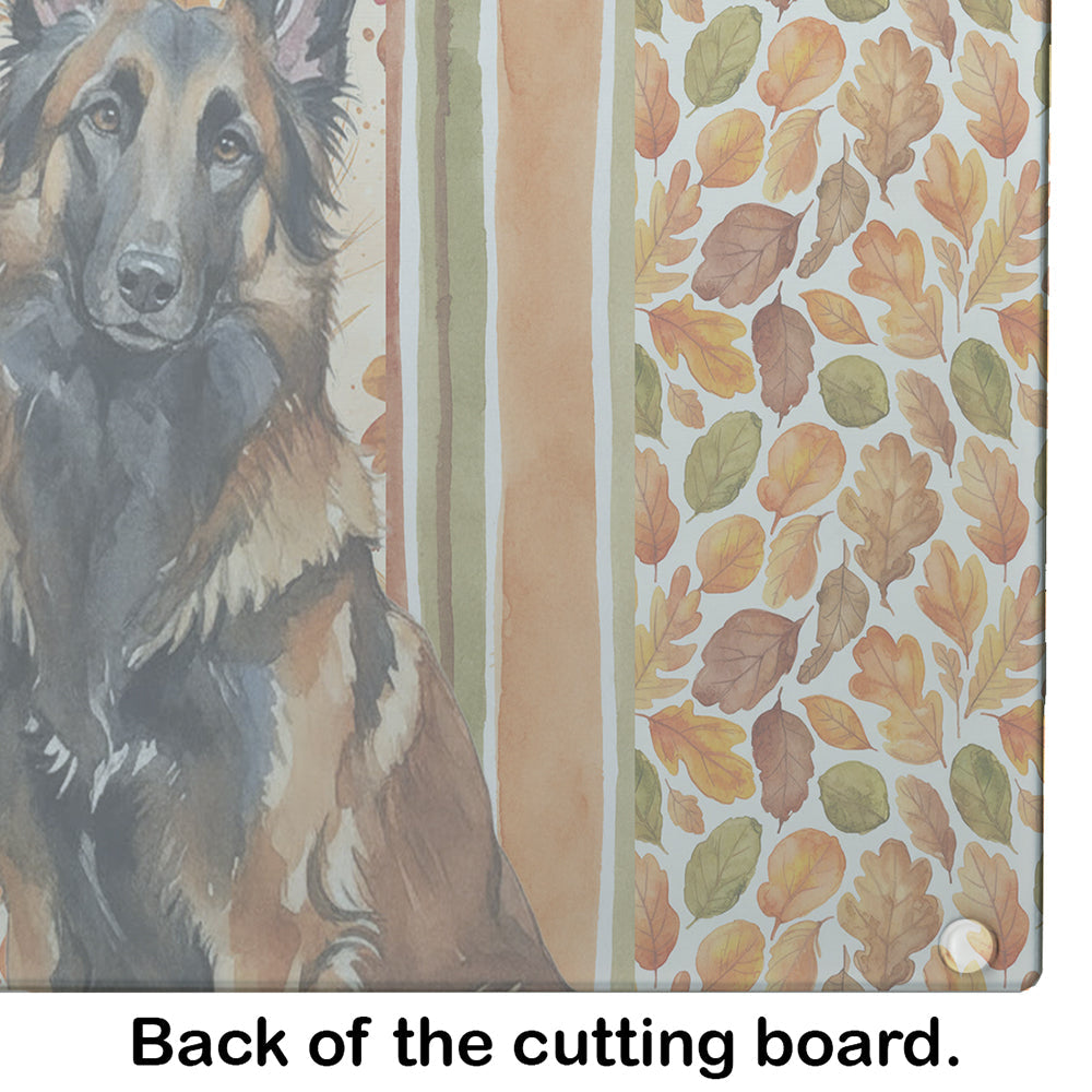 Belgian Tervuren Heirloom Fall Cutting Board Tempered Glass Kitchen Cutting Surface, Heat Resistant Chopping, Non-Slip Feet, Food Prep & Serving