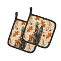 Belgian Tervuren Heirloom Fall Pot Holder Set of 2 Heat Resistant Quilted Hot Pads 7.5 x 7.5 Inch, Insulated Kitchen Trivets for Cooking & Baking