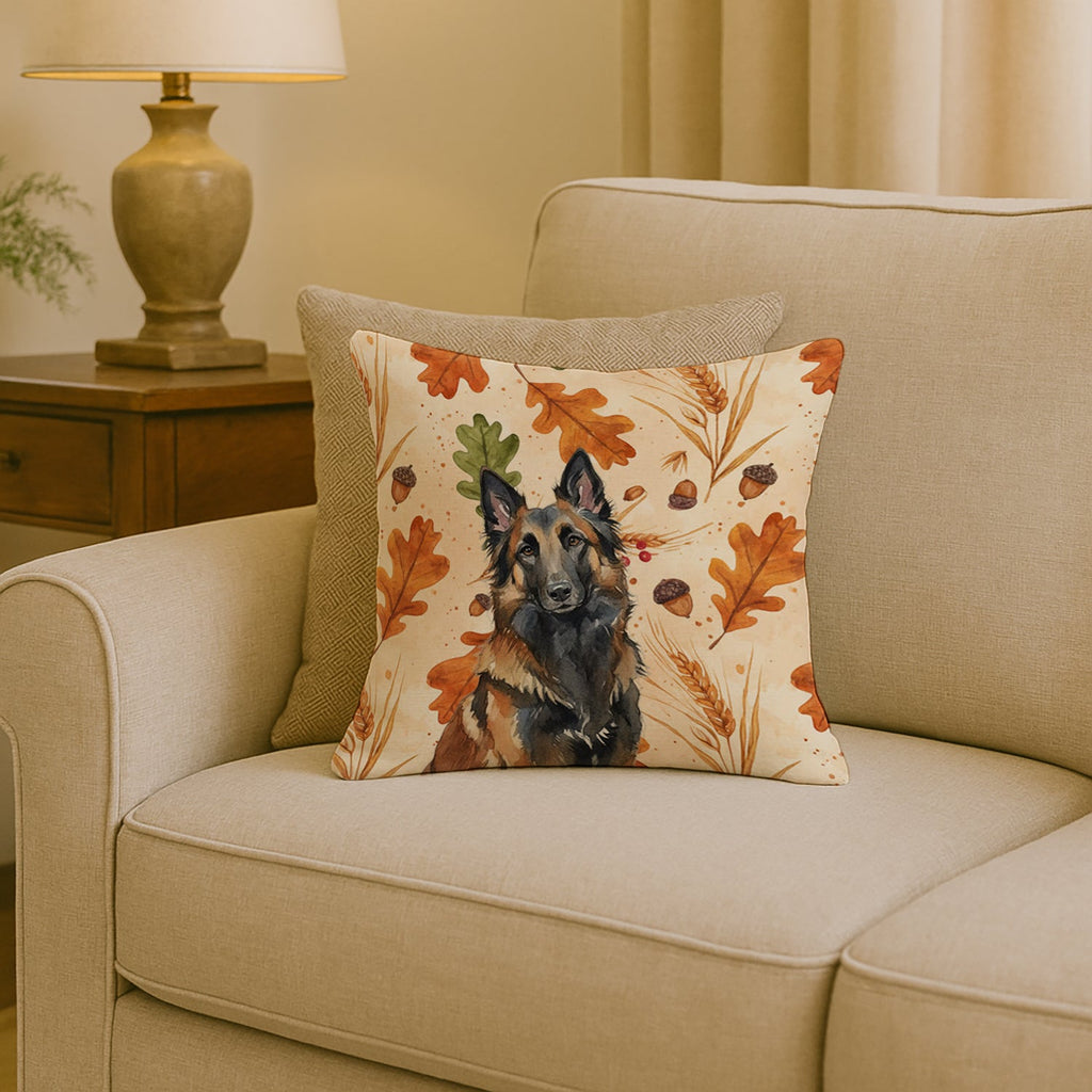 Belgian Tervuren Heirloom Fall Decorative Throw Pillow 18x18 Indoor Outdoor Accent Cushion, Fabric Cover with Insert for Sofa, Bed, Porch & Living Room