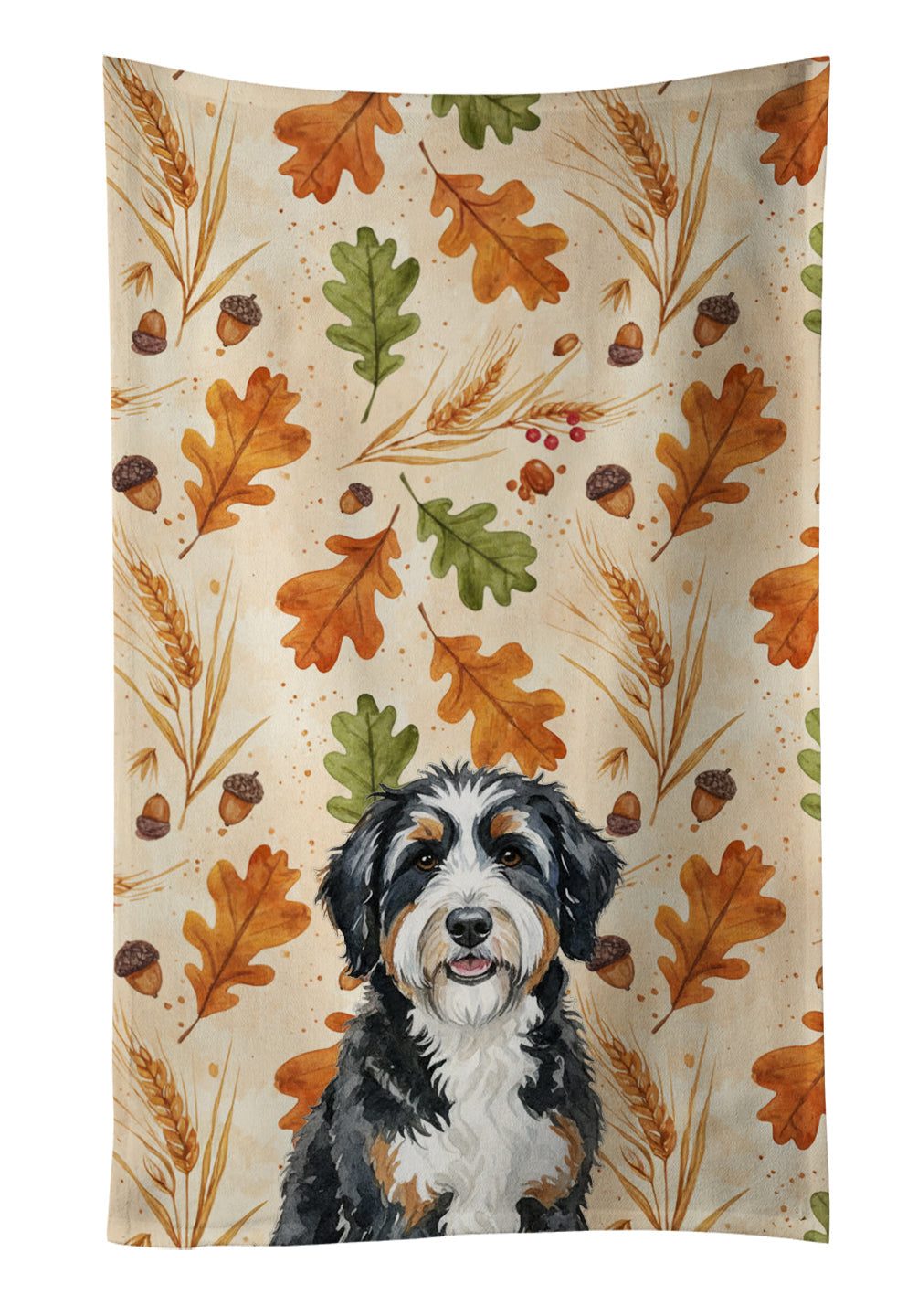 Berndoodle Heirloom Fall Kitchen Towel Velour Plush Front and Cotton Loop Back Machine Washable