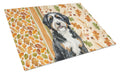 Berndoodle Heirloom Fall Cutting Board Tempered Glass Kitchen Cutting Surface, Heat Resistant Chopping, Non-Slip Feet, Food Prep & Serving