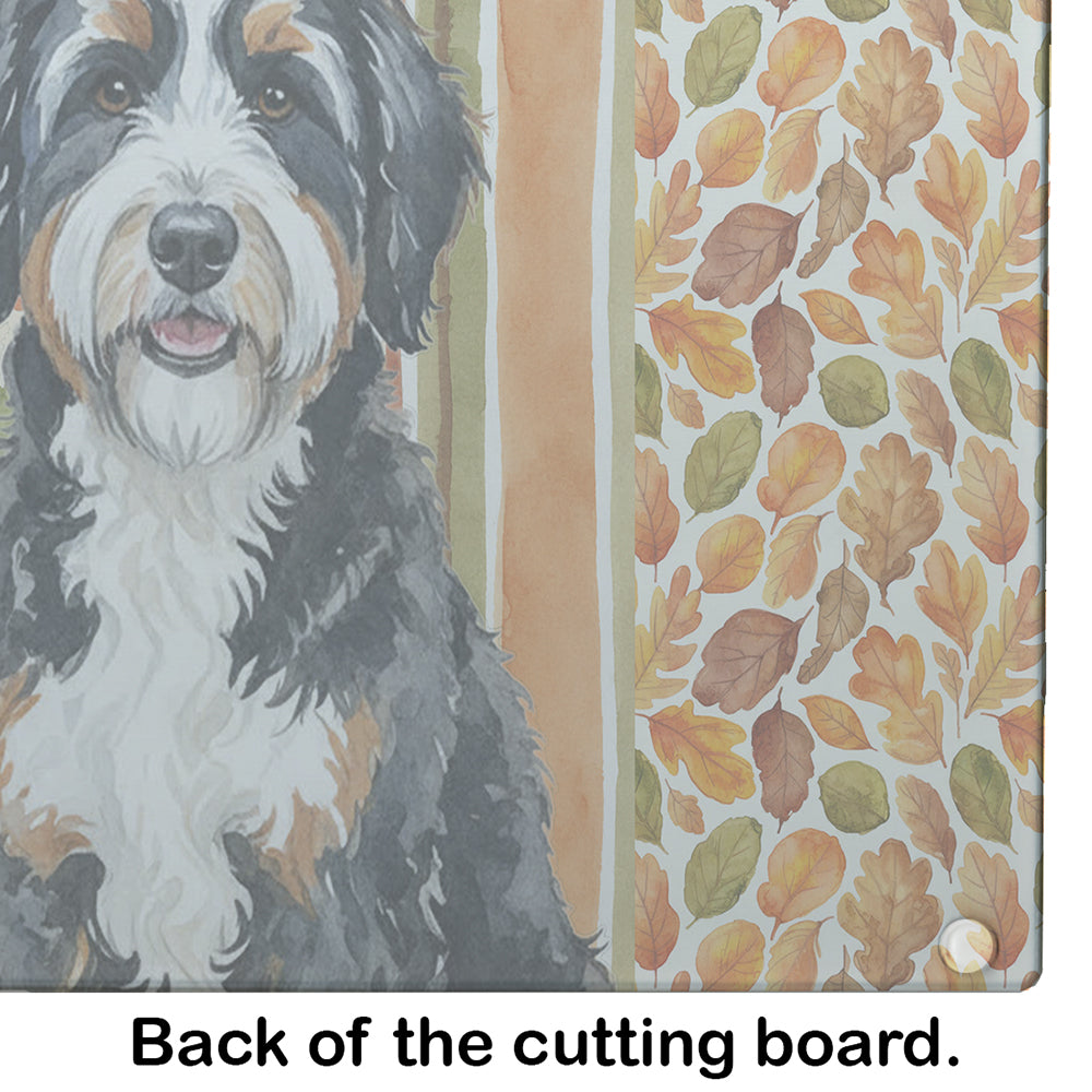 Berndoodle Heirloom Fall Cutting Board Tempered Glass Kitchen Cutting Surface, Heat Resistant Chopping, Non-Slip Feet, Food Prep & Serving
