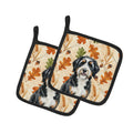 Berndoodle Heirloom Fall Pot Holder Set of 2 Heat Resistant Quilted Hot Pads 7.5 x 7.5 Inch, Insulated Kitchen Trivets for Cooking & Baking