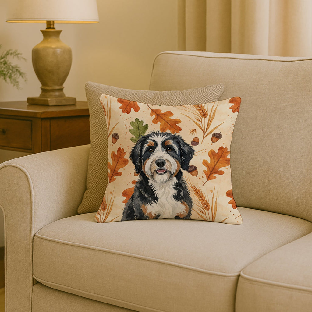 Berndoodle Heirloom Fall Decorative Throw Pillow 18x18 Indoor Outdoor Accent Cushion, Fabric Cover with Insert for Sofa, Bed, Porch & Living Room