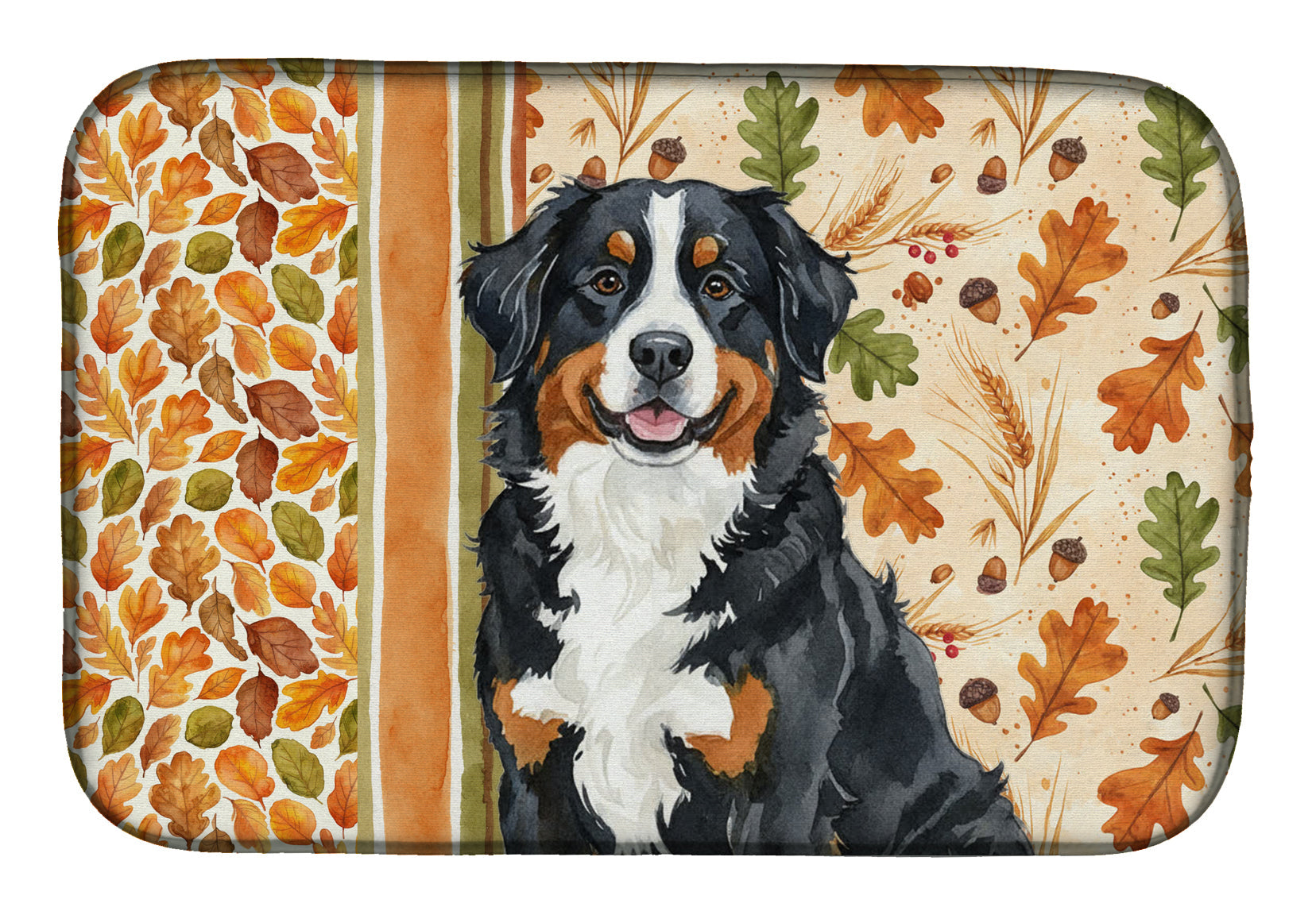 Bernese Mountain Dog Heirloom Fall Dish Drying Mat Absorbent Dish Drying Mat Pad for Kitchen Counter Dish Drainer Mat for Countertop, 14 x 21", Multicolor