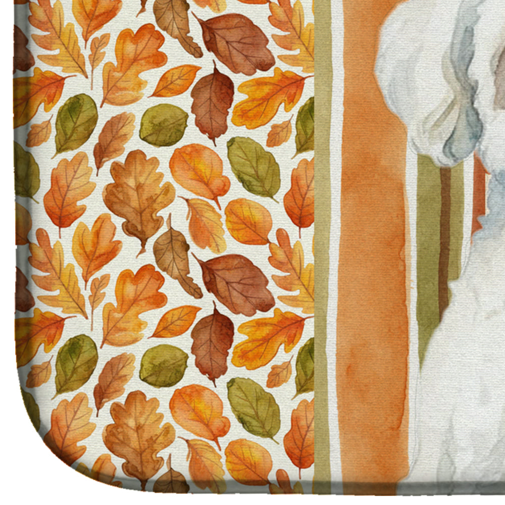 Bichon Frise Heirloom Fall Dish Drying Mat Absorbent Dish Drying Mat Pad for Kitchen Counter Dish Drainer Mat for Countertop, 14 x 21", Multicolor