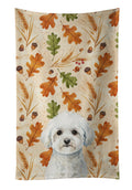 Bichon Frise Heirloom Fall Kitchen Towel Velour Plush Front and Cotton Loop Back Machine Washable
