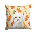 Bichon Frise Heirloom Fall Decorative Throw Pillow 14x14 Indoor Outdoor Accent Cushion, Fabric Cover with Insert for Sofa, Bed, Porch & Living Room