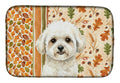 White and Cream Bichon Frise Heirloom Fall Dish Drying Mat Absorbent Dish Drying Mat Pad for Kitchen Counter Dish Drainer Mat for Countertop, 14 x 21", Multicolor
