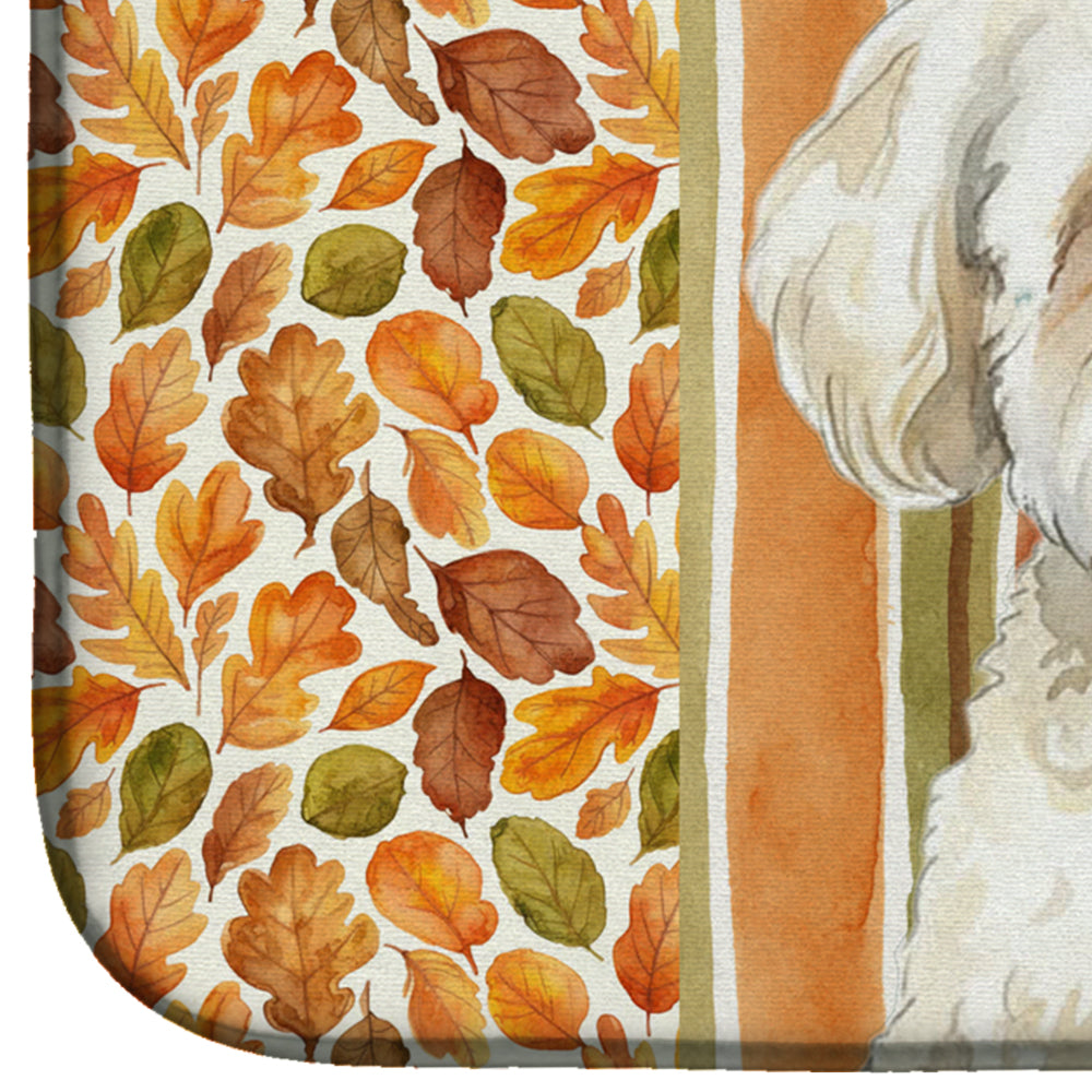 White and Cream Bichon Frise Heirloom Fall Dish Drying Mat Absorbent Dish Drying Mat Pad for Kitchen Counter Dish Drainer Mat for Countertop, 14 x 21", Multicolor