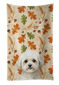 White and Cream Bichon Frise Heirloom Fall Kitchen Towel Velour Plush Front and Cotton Loop Back Machine Washable