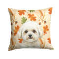 White and Cream Bichon Frise Heirloom Fall Decorative Throw Pillow 14x14 Indoor Outdoor Accent Cushion, Fabric Cover with Insert for Sofa, Bed, Porch & Living Room