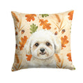 White and Cream Bichon Frise Heirloom Fall Decorative Throw Pillow 18x18 Indoor Outdoor Accent Cushion, Fabric Cover with Insert for Sofa, Bed, Porch & Living Room