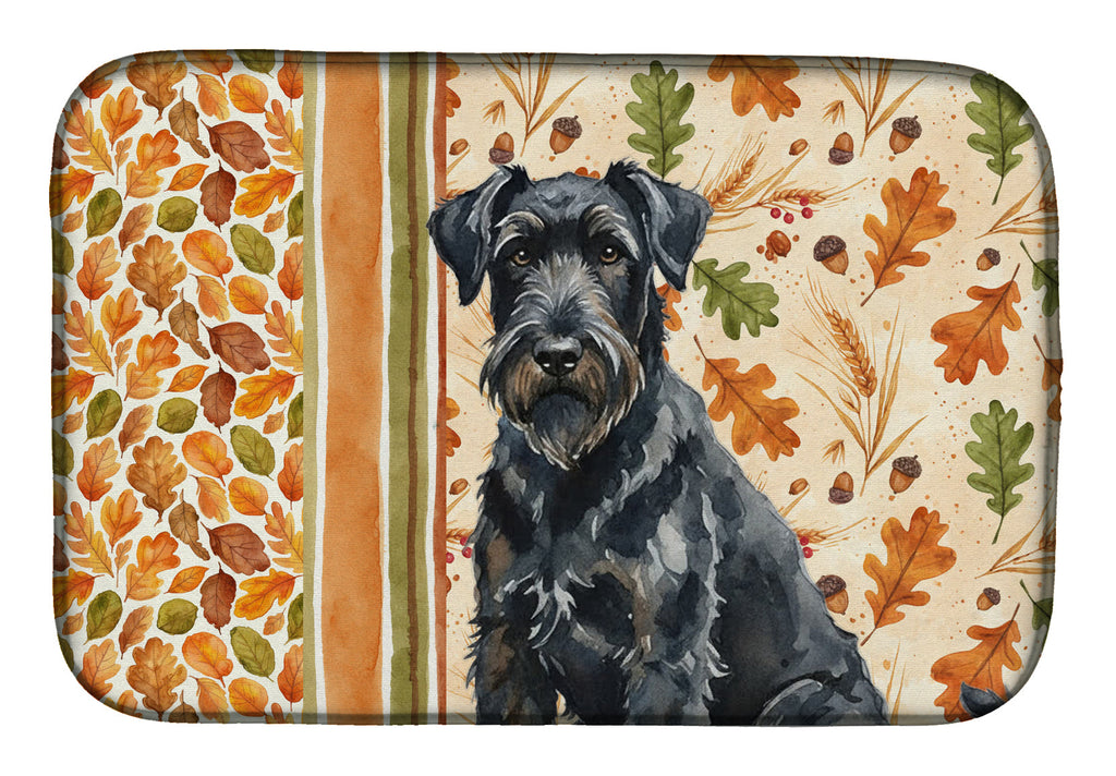 Black Russian Terrier Heirloom Fall Dish Drying Mat Absorbent Dish Drying Mat Pad for Kitchen Counter Dish Drainer Mat for Countertop, 14 x 21", Multicolor