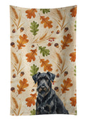 Black Russian Terrier Heirloom Fall Kitchen Towel Velour Plush Front and Cotton Loop Back Machine Washable