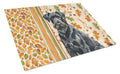 Black Russian Terrier Heirloom Fall Cutting Board Tempered Glass Kitchen Cutting Surface, Heat Resistant Chopping, Non-Slip Feet, Food Prep & Serving