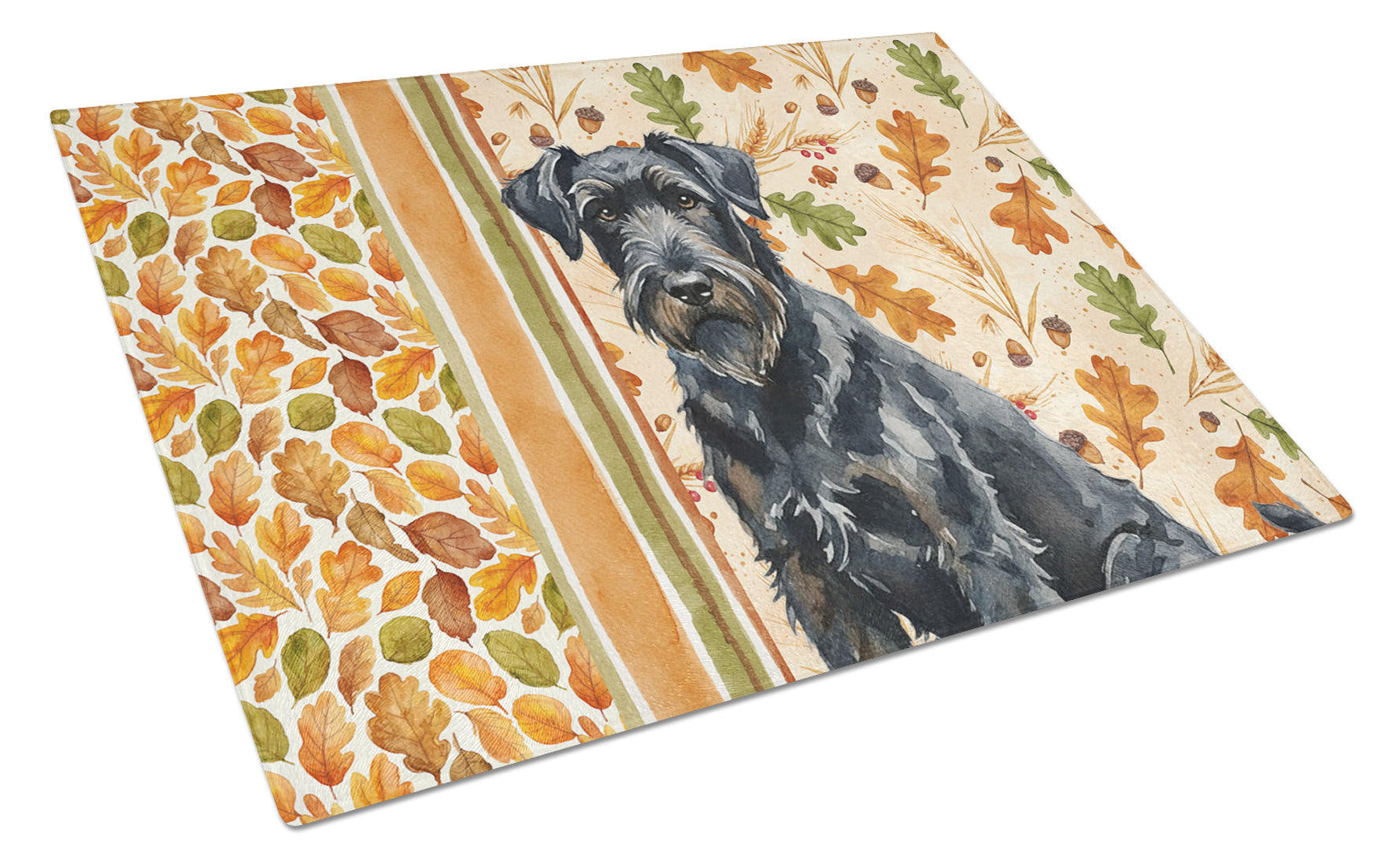 Black Russian Terrier Heirloom Fall Cutting Board Tempered Glass Kitchen Cutting Surface, Heat Resistant Chopping, Non-Slip Feet, Food Prep & Serving