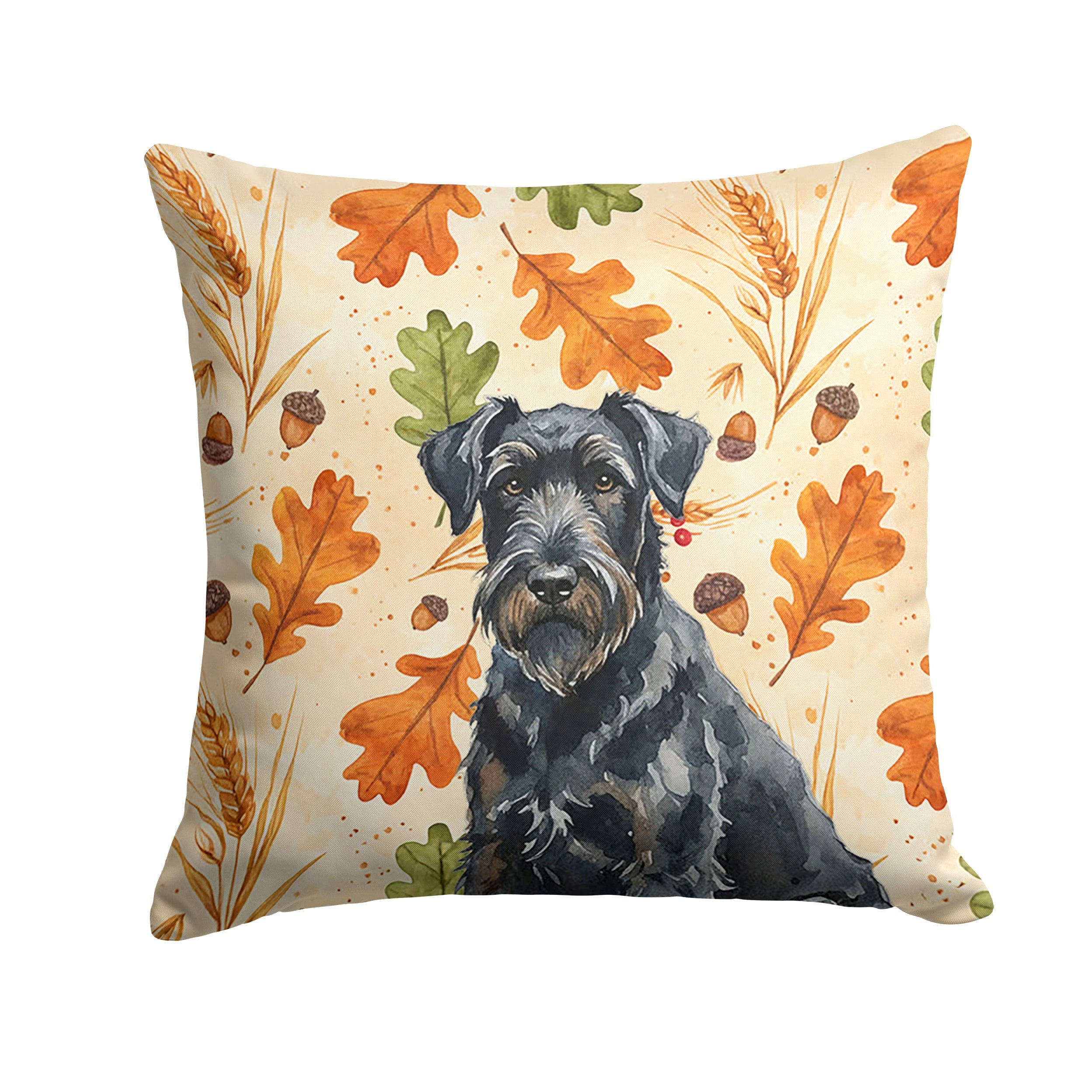 Black Russian Terrier Heirloom Fall Decorative Throw Pillow 14x14 Indoor Outdoor Accent Cushion, Fabric Cover with Insert for Sofa, Bed, Porch & Living Room