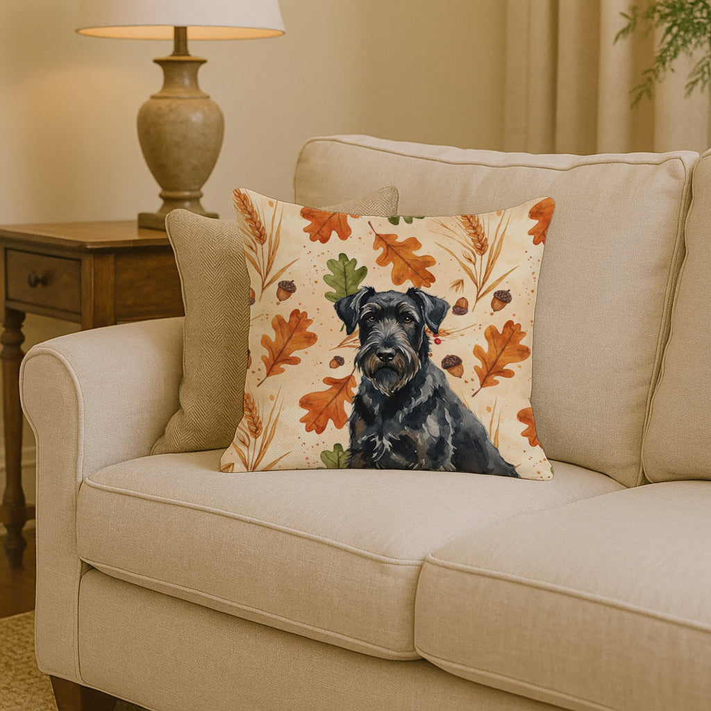 Black Russian Terrier Heirloom Fall Decorative Throw Pillow 14x14 Indoor Outdoor Accent Cushion, Fabric Cover with Insert for Sofa, Bed, Porch & Living Room