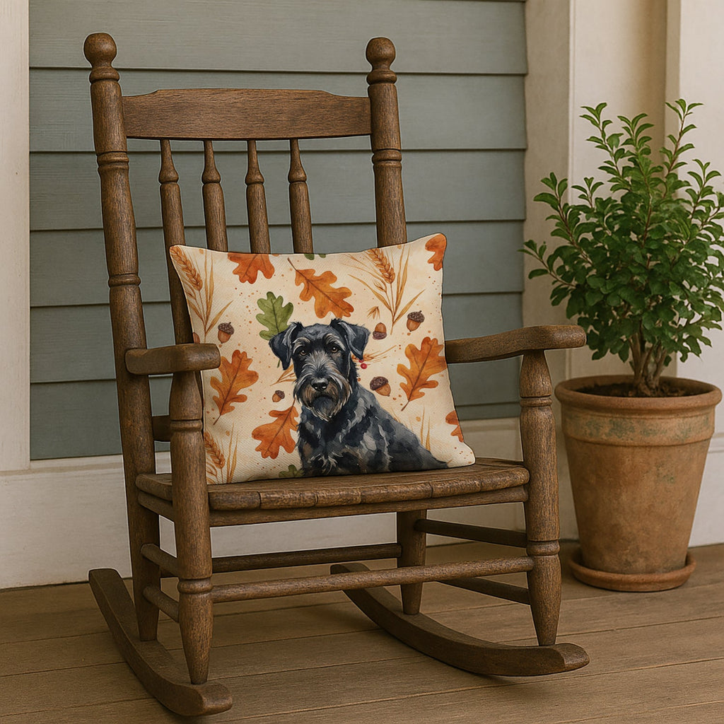 Black Russian Terrier Heirloom Fall Decorative Throw Pillow 18x18 Indoor Outdoor Accent Cushion, Fabric Cover with Insert for Sofa, Bed, Porch & Living Room