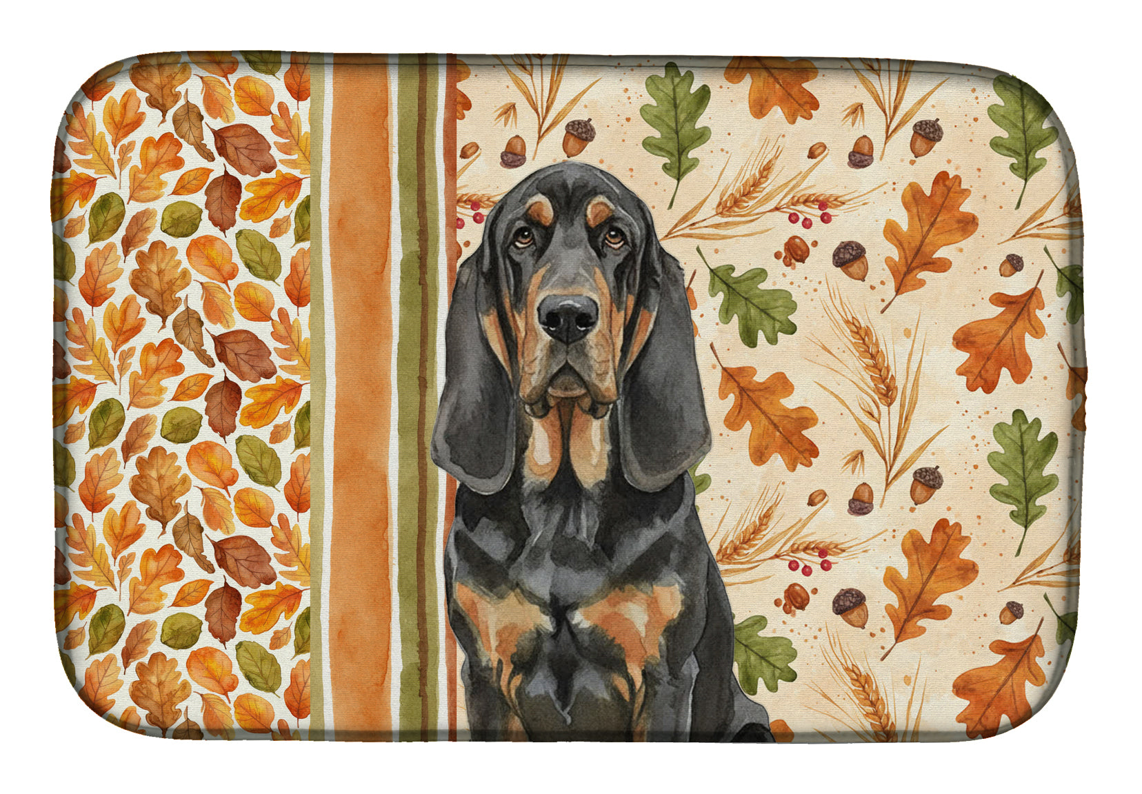 Black and Tan Bloodhound Heirloom Fall Dish Drying Mat Absorbent Dish Drying Mat Pad for Kitchen Counter Dish Drainer Mat for Countertop, 14 x 21", Multicolor