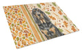 Black and Tan Bloodhound Heirloom Fall Cutting Board Tempered Glass Kitchen Cutting Surface, Heat Resistant Chopping, Non-Slip Feet, Food Prep & Serving