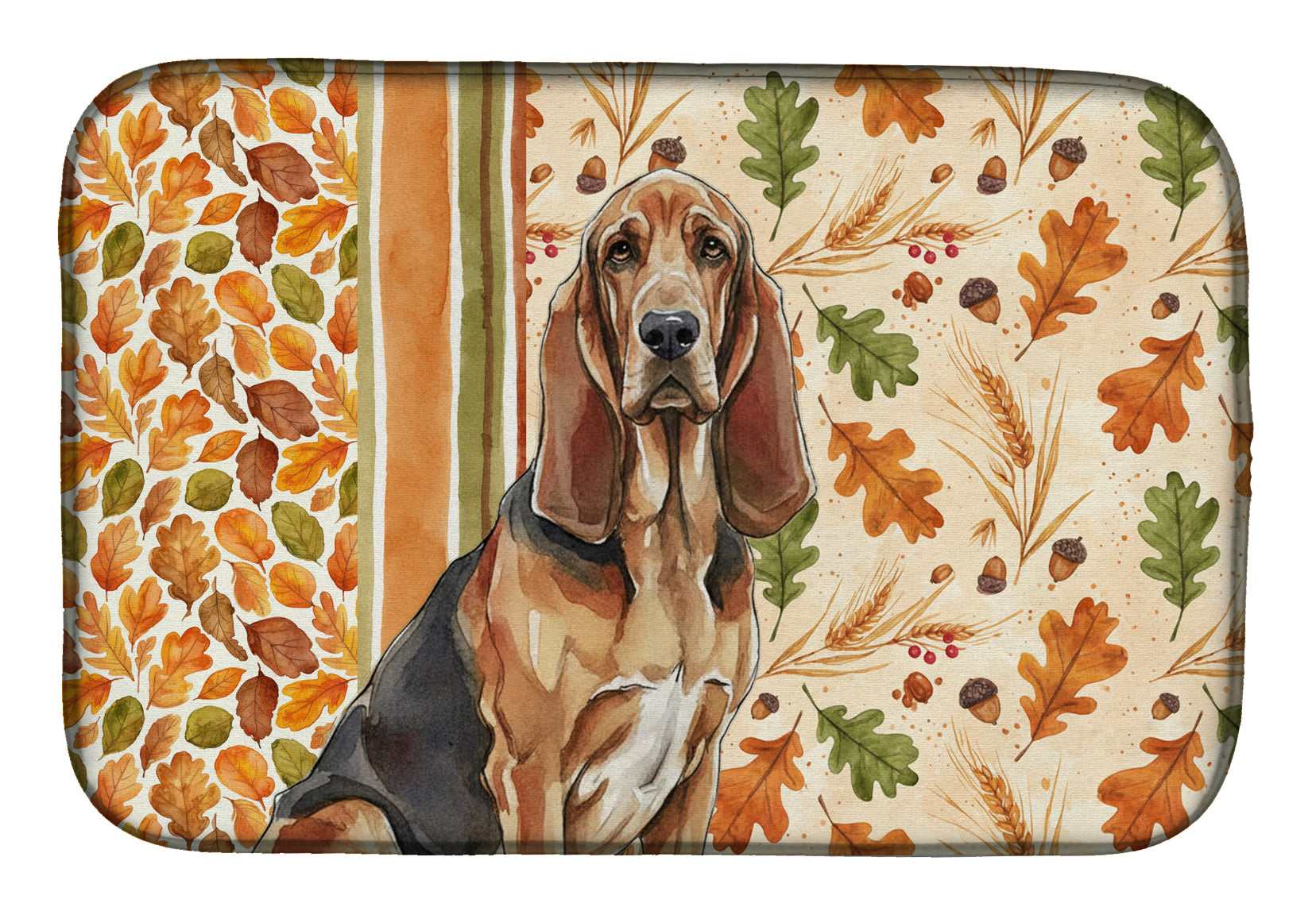 Liver and Tan Bloodhound Heirloom Fall Dish Drying Mat Absorbent Dish Drying Mat Pad for Kitchen Counter Dish Drainer Mat for Countertop, 14 x 21", Multicolor
